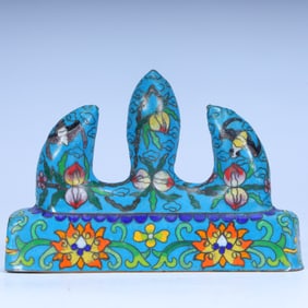 Qing Dynasty copper tire cloisonné enamel Fushou pattern pen holder