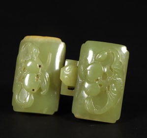 A Qing Dynasty Hetian topaz three multi-pattern buckles