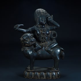 Qing Dynasty Black Stone Tibetan Buddhist Dakini statue