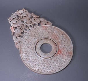 A piece of ancient jade valley pattern dragon jade