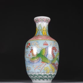 A Qing Dynasty material vessel painted with enamel boys playing and appreciating bottles