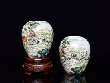 A piece of the Yongzheng year of the Qing Dynasty bull picture egg jar