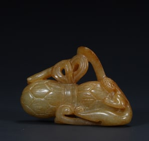 Qing Dynasty Hetian jade dragon handle