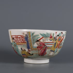 A pastel character story bowl made in the Qing Yongzheng year