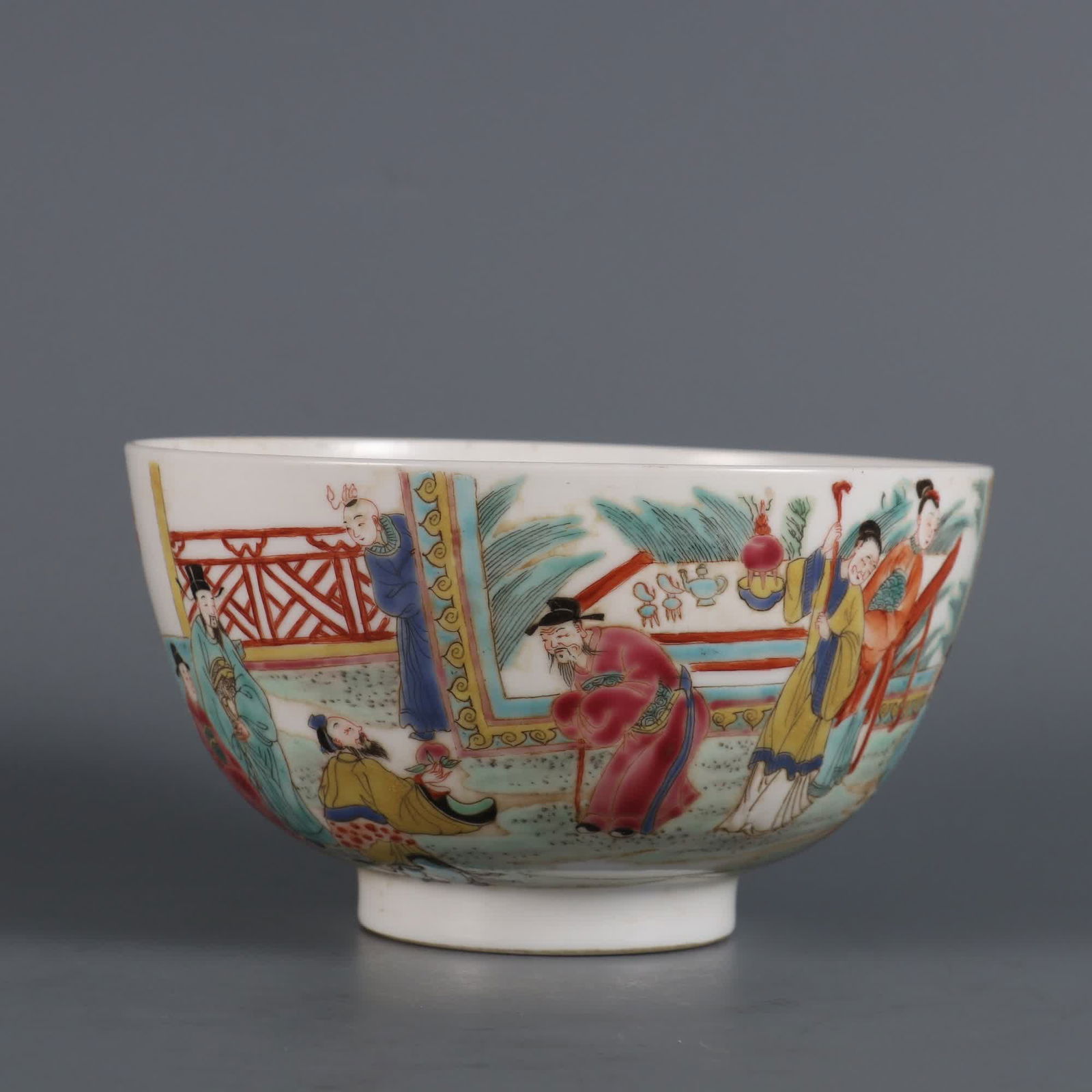 A pastel character story bowl made in the Qing Yongzheng year (1 of 9)