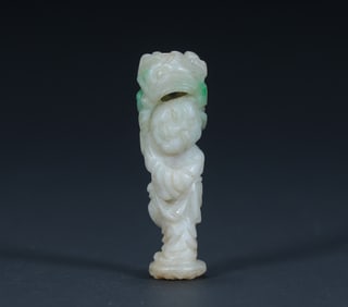 Qing Dynasty jade "boy holding auspiciousness" pendant
