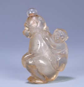 A Qing Dynasty natural crystal "generations of marquises" snuff bottles