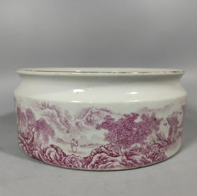 A Qing Dynasty agate red landscape painting brush wash