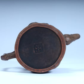 Qing Dynasty purple sand beast ear three-legged furnace