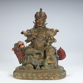 Qing Dynasty bronze gilt treasure king statue
