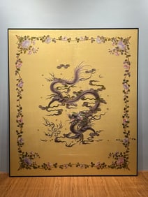 A piece of Qing Dynasty fine embroidery "Auspicious Dragon Playing Pearls"