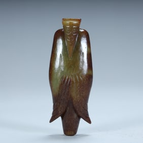 Qing Dynasty ancient jade Weng Zhong shaped ornament