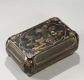 A Qing Dynasty rattan lacquer stationery box