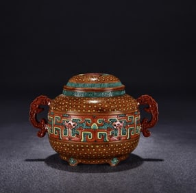 A piece of Qing Qianlong Su three-color phoenix pattern amphora