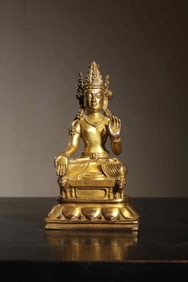 One piece [Qing Dynasty bronze gilt Guanyin seated statue]