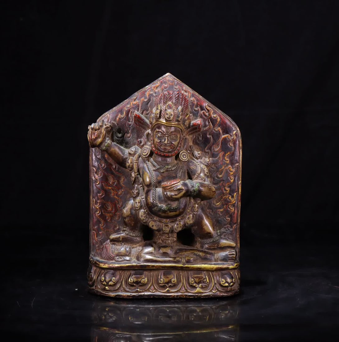 A black stone painted carved Mahakala (1 of 10)
