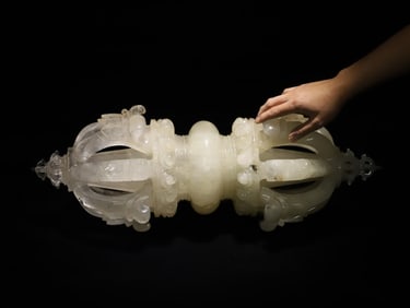 A giant Qing Dynasty crystal carved nine-strand vajra ornament