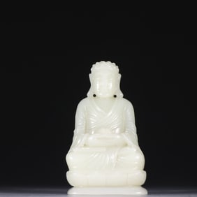 A Qing Dynasty Hetian jade Shakyamuni statue