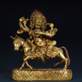 Qing Dynasty bronze gilt white god of wealth statue