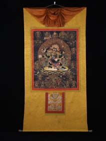 A Qing Dynasty Tibetan Buddhist six-armed Mahakala thangka