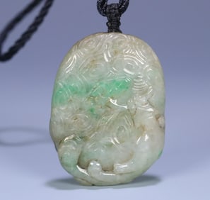 A Qing Dynasty old jade dragon card