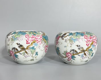 A piece of Qianlong in the Qing Dynasty pastel flower and bird wash
