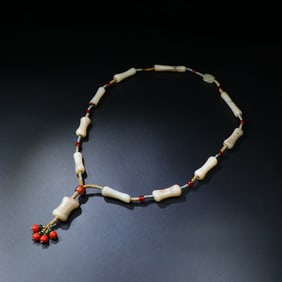A Han Dynasty jade bone joint bead necklace
