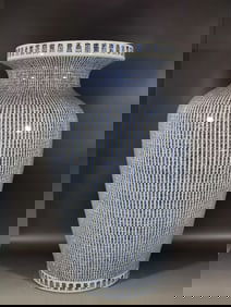 A Qing Kangxi blue and white longevity statue