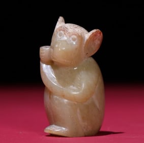 A Han Dynasty glass light jade monkey ornament