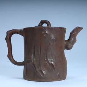 Qing Dynasty stump-shaped purple clay pot