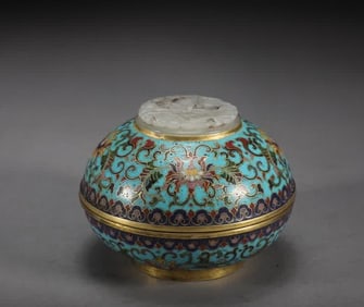 A pair of Qing Dynasty copper tire cloisonné enamel incense boxes