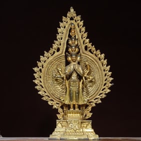 A bronze gilt thousand-handed Guanyin Buddha statue