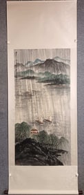 A vertical scroll of Cui Ruzhuo's landscape on paper