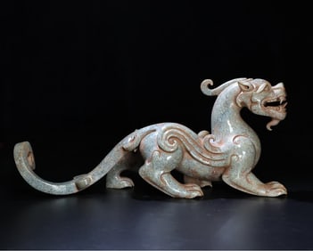 A Han Dynasty jade beast ornament