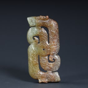 Qing Dynasty ancient jade dragon and phoenix pattern pendant