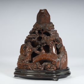 Qing Dynasty bamboo carving character story fragrance mountain ornament
