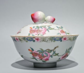 A Qianlong pastel multi-fruit multi-blessing and longevity gaiwan