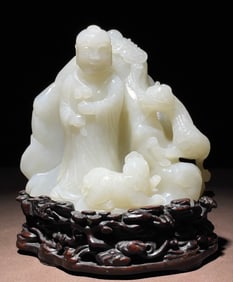 A Qing Dynasty Hetian jade arhat ornament