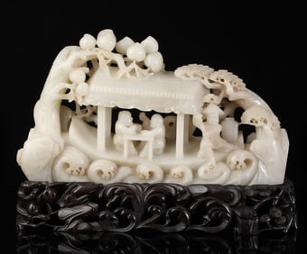 A Hetian jade character story ornament