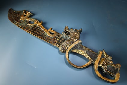 A bronze with a gold belt inscription Panlong sword
