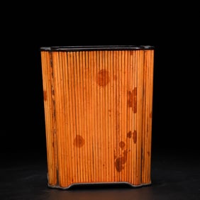 A rosewood inlaid Xiangfei bamboo square pen holder