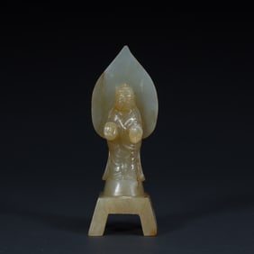 Qing Dynasty Hetian jade carving Shakyamuni statue