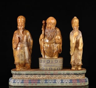 A carving of Shoushan stone figures in the Qing Dynasty
