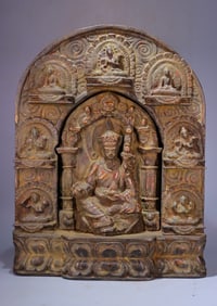 A Qing Dynasty agarwood magnolia peanut master Buddha shrine