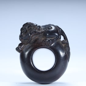 Qing Dynasty rosewood carved dragon pattern finger