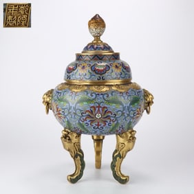 A cloisonné incense burner of the Qing Dynasty