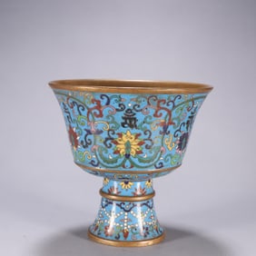 A Qing Dynasty copper-gilt entwined lotus pattern goblet