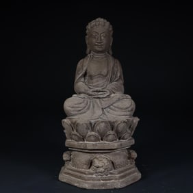 Ming Dynasty stone Shakyamuni Buddha seated statue