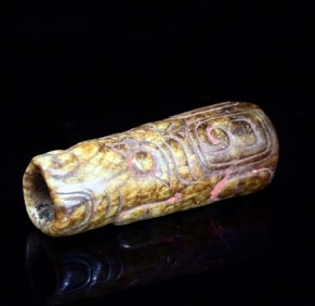 A piece of Han Dynasty jade beast face jade tube