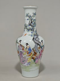 A pastel Magu birthday picture plate bottle made in the Yongzheng period of the Qing Dynasty